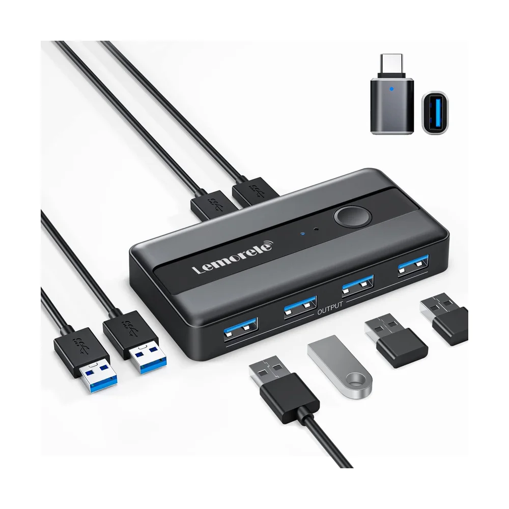 KVM Switch 2-Port DP 1.4 4K@144Hz USB 3.0 — Back view