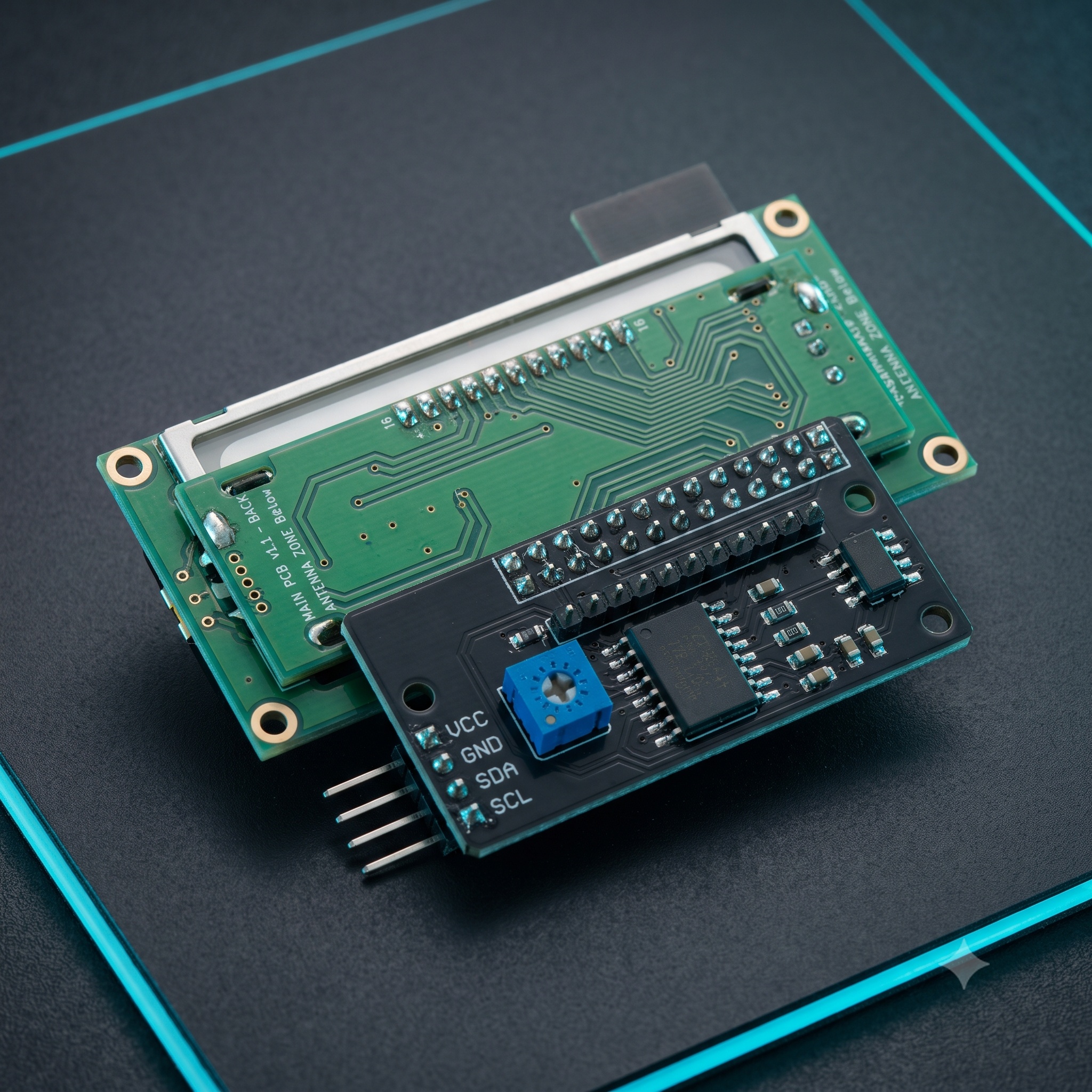 1602 16×2 LCD Display with I2C/IIC interface – Blue Backlight — Display & Communication — Back view