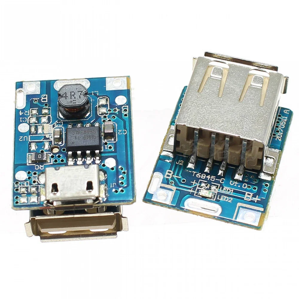 Micro USB 5V 1A Step-Up Boost Converter Power Bank Charging Module for 3.7V Lithium Battery — Power & Components — Pinout diagram