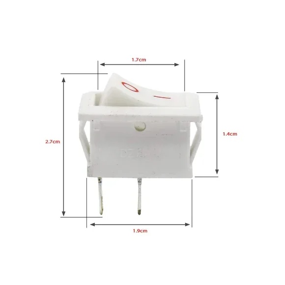 Mini Rocker Switch 2 Pin SPST ON-OFF 250V White — Power & Components — Detail / close-up