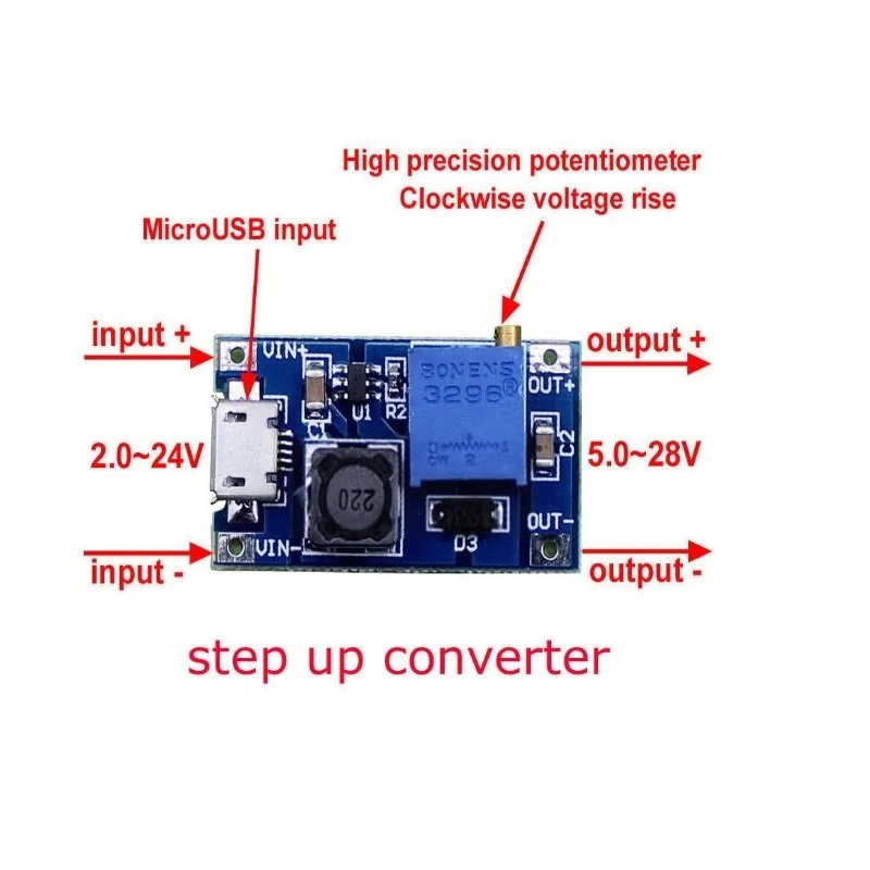 MT3608 2A DC-DC Boost Converter Step Up Module with micro usb — Power & Components — Detail / close-up