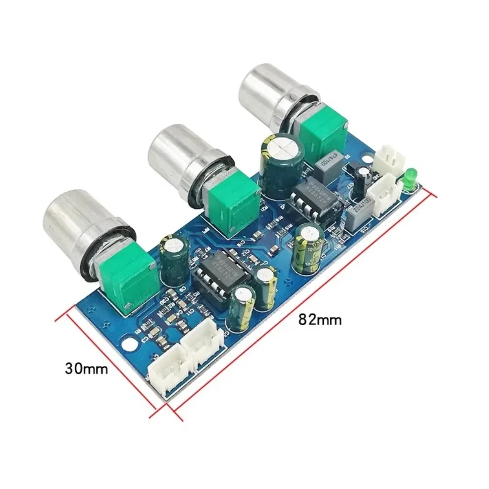 NE5532 2.1 Channel Tone Preamplifier Board Audio Equalizer Subwoofer Preamp Tone Control Bass Pre Amplifier DC10-24V — Display & Communication — Back view