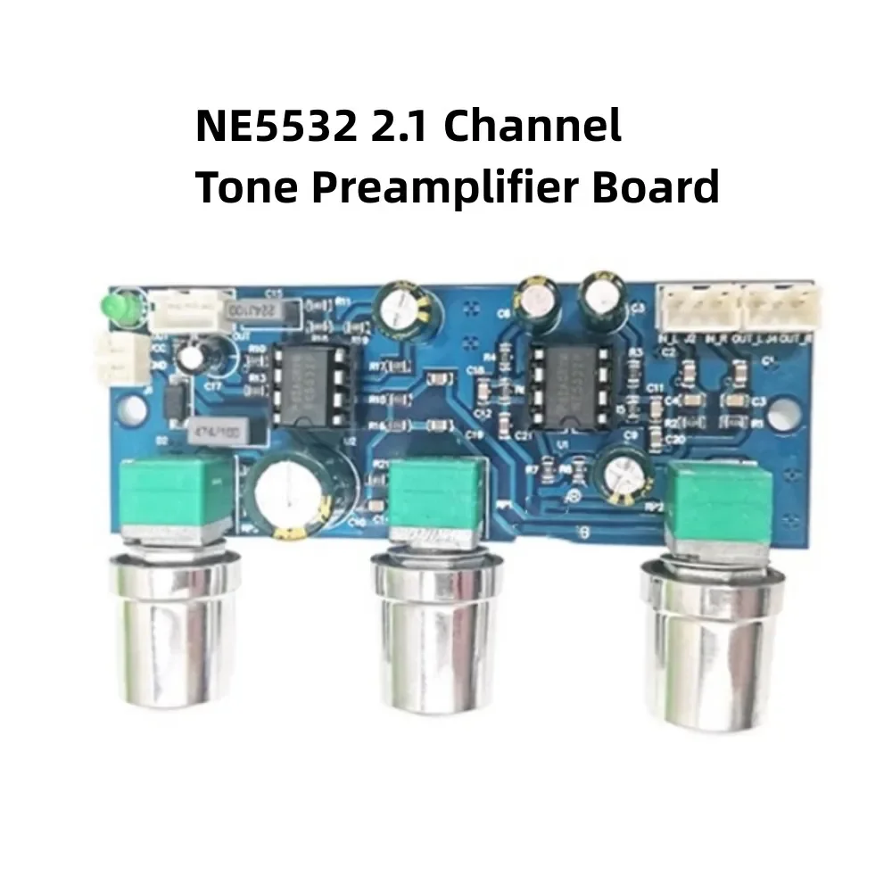 NE5532 2.1 Channel Tone Preamplifier Board Audio Equalizer Subwoofer Preamp Tone Control Bass Pre Amplifier DC10-24V — Display & Communication — Detail / close-up