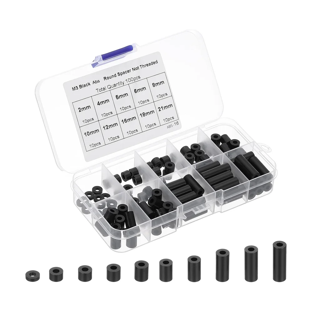 Nylon Standoffs M3 Assortment (100 pc) — Back view