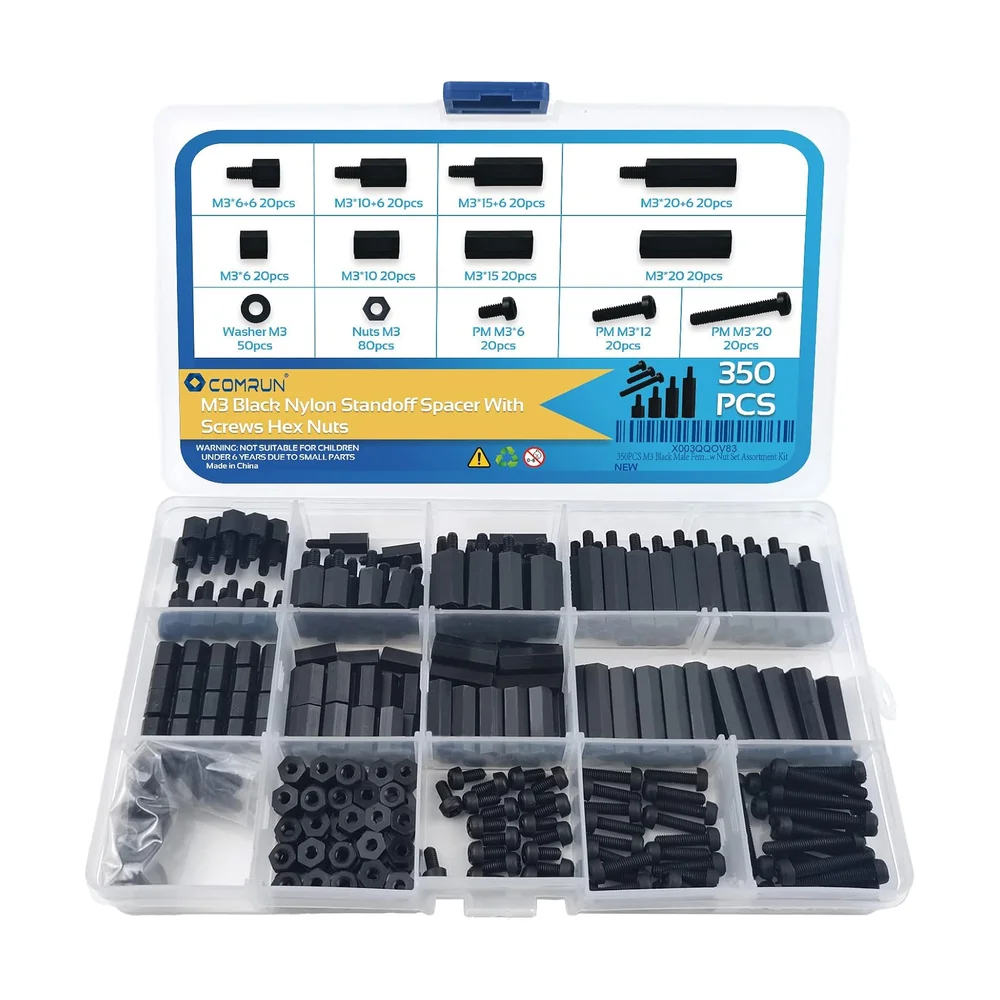 Nylon Standoffs M3 Assortment (100 pc) — Detail / close-up