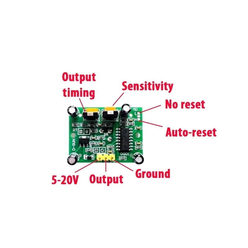 PIR Motion Detector Module — Pinout diagram