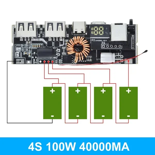 QC3.0 PD 2.0 Power Bank Dual Type-C Port Two-way Fast Charging Mobile Power Bank Module — Power & Components — Pinout diagram