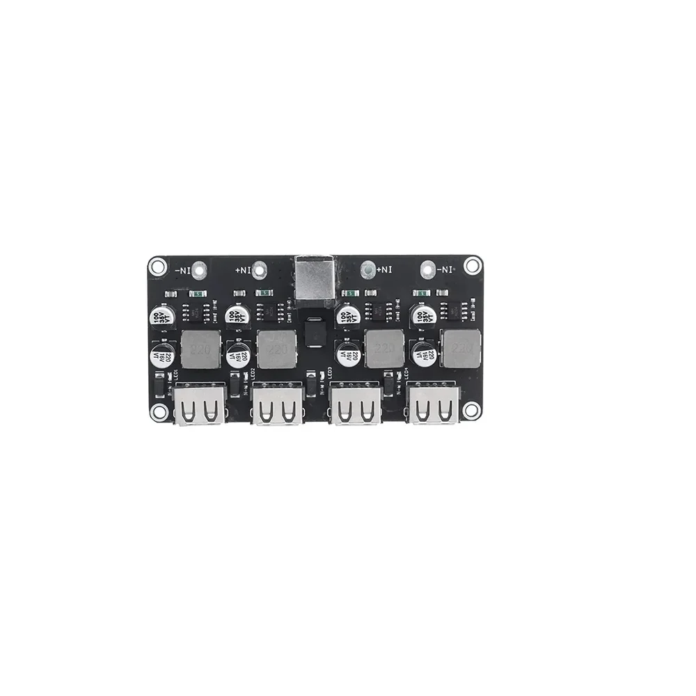 QC3.0 QC2.0 USB DC-DC Buck Converter Fast Charging Module | 6–32V Step-Down to 3V / 5V / 9V / 12V | 4-Channel Quick Charger Circuit Board — Power & Components — Back view
