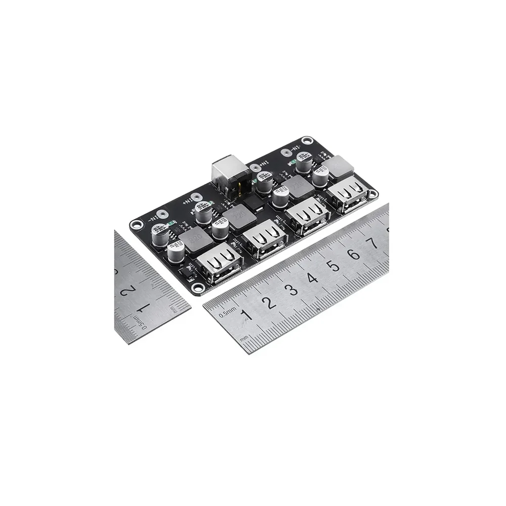 QC3.0 QC2.0 USB DC-DC Buck Converter Fast Charging Module | 6–32V Step-Down to 3V / 5V / 9V / 12V | 4-Channel Quick Charger Circuit Board — Power & Components — Detail / close-up