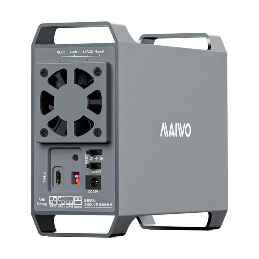 2-Bay RAID Enclosure USB-C 3.2 (RAID 0/1/JBOD) — Detail / close-up