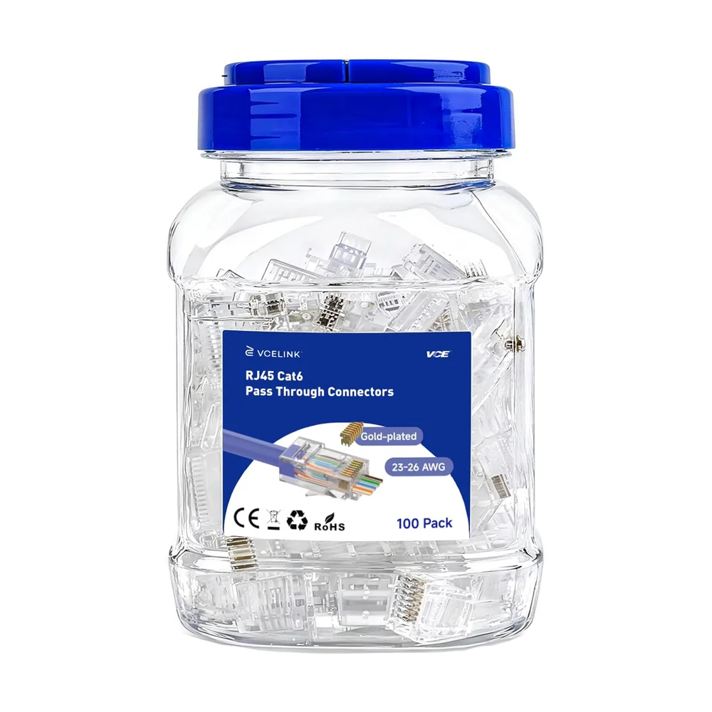 RJ45 Cat6 Connectors (100 pc) — Back view