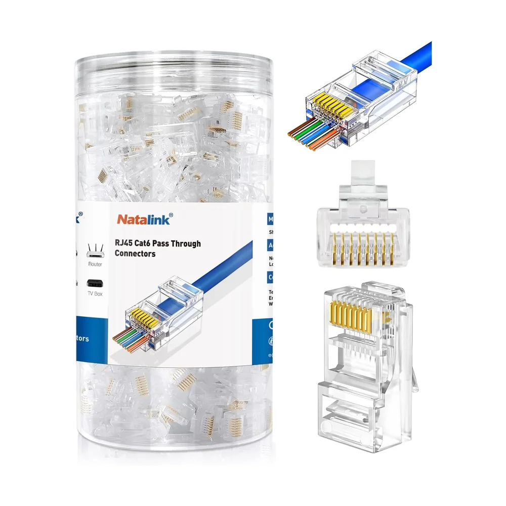 RJ45 Cat6 Connectors (100 pc) — Detail / close-up