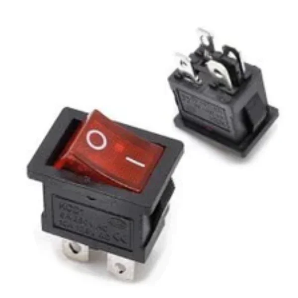 6A 250V SPDT ON/OFF Rocker Switch with Indicator Light Panel Mount 4 Pin — Power & Components