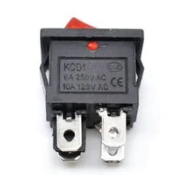 6A 250V SPDT ON/OFF Rocker Switch with Indicator Light Panel Mount 4 Pin — Power & Components — Pinout diagram