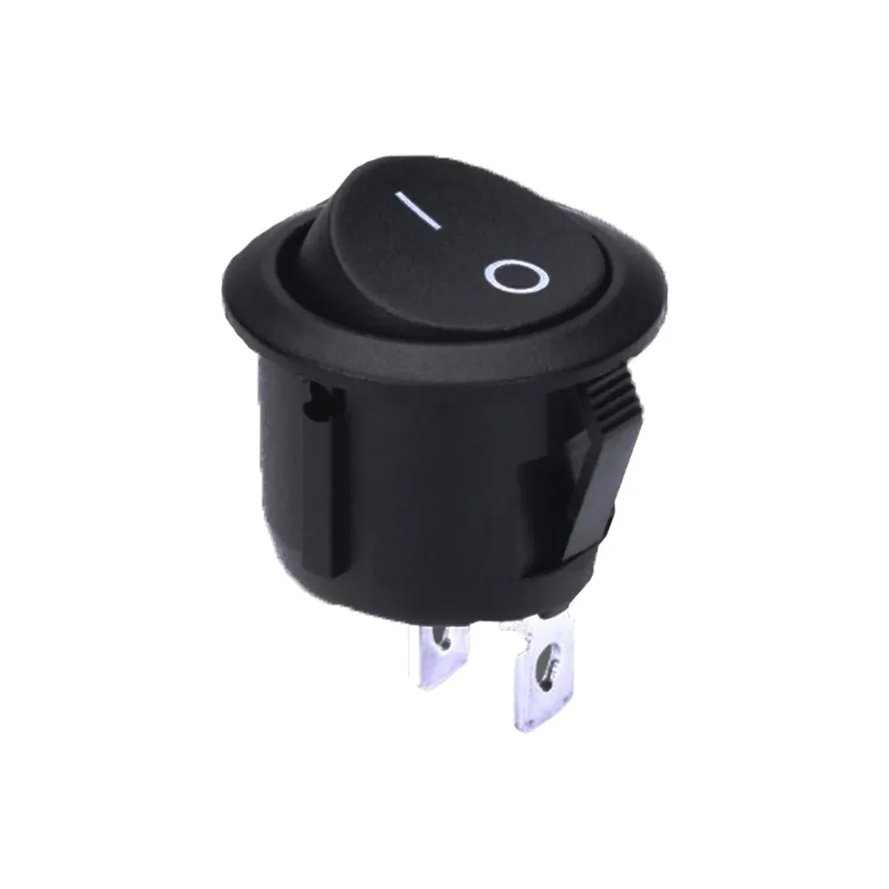 Round Rocker Switch 2 Pin ON-OFF Black Button Black Housing — Power & Components