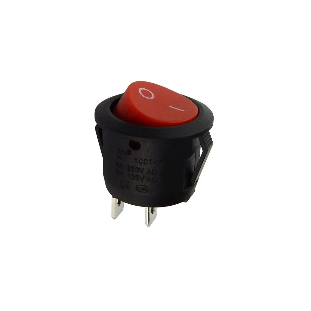 Round Rocker switch 6A 250V 2PIN RED — Power & Components — Detail / close-up