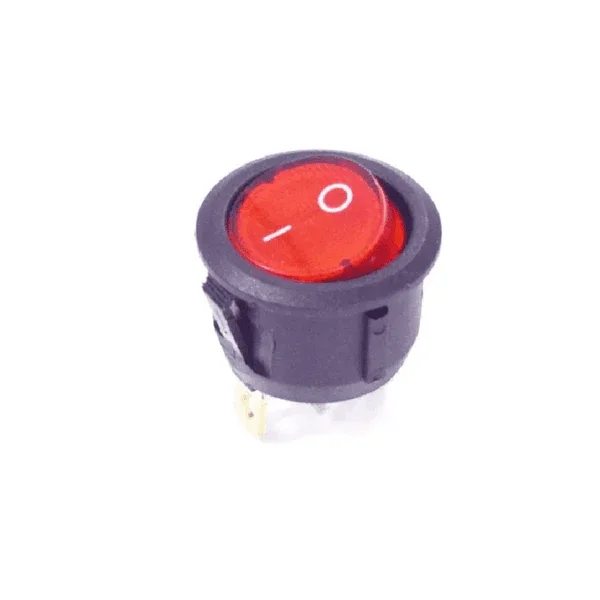 Round Rocker switch 6A 250V 3 PIN RED LED — Power & Components — Back view