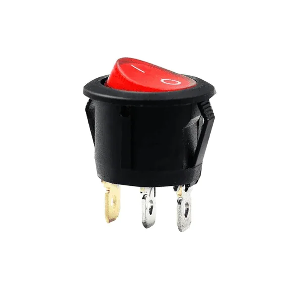 Round Rocker switch 6A 250V 3 PIN RED LED — Power & Components