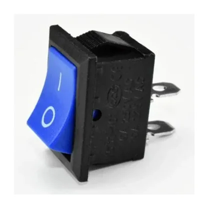 RS-12 Blue 2 Pin Mini Rocker Switch – 6A 250V ON/OFF Standard SPDT Plastic Switch — Power & Components