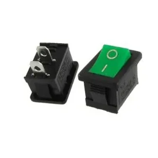 RS-12 Green 2 Pin Mini Rocker Switch – 6A 250V ON/OFF Standard SPDT Plastic Switch — Power & Components