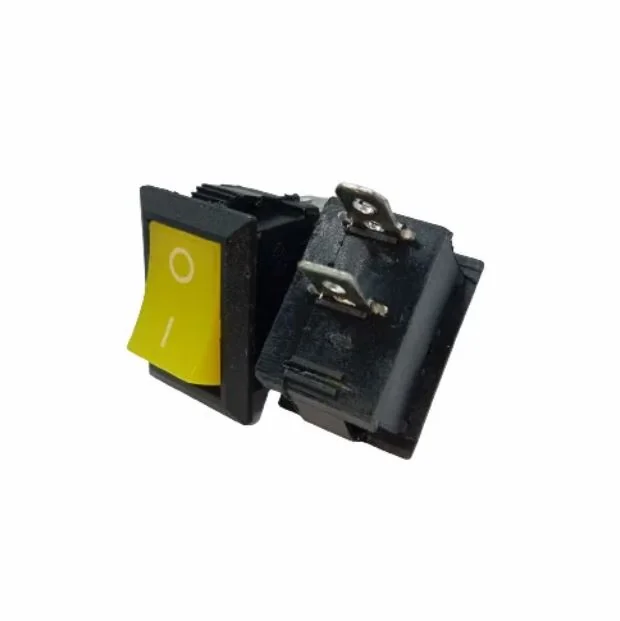RS-12 Yellow 2 Pin Mini Rocker Switch  6A 250V ON/OFF Standard SPDT Plastic Switch — Power & Components — Back view