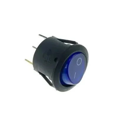RS 13 Blue Light 3 Pin On/Off Rocker Switch – 6A 250VAC SPDT Standard Plastic Switch — Power & Components — Back view