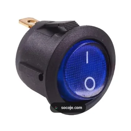 RS 13 Blue Light 3 Pin On/Off Rocker Switch – 6A 250VAC SPDT Standard Plastic Switch — Power & Components