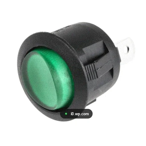 RS 13 Green Light 3 Pin On/Off Rocker Switch – 6A 250VAC SPDT Standard Plastic Switch — Power & Components — Back view