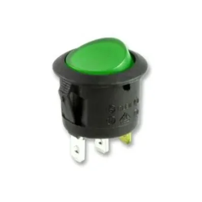 RS 13 Green Light 3 Pin On/Off Rocker Switch – 6A 250VAC SPDT Standard Plastic Switch — Power & Components