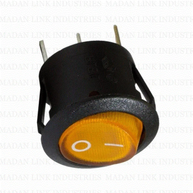RS 13 Yellow Light 3 Pin On/Off Rocker Switch – 6A 250VAC SPDT Standard Plastic Switch — Power & Components — Back view