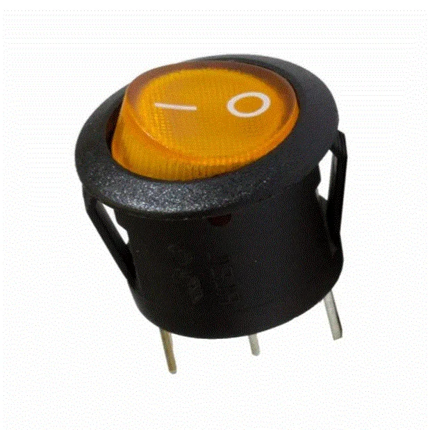 RS 13 Yellow Light 3 Pin On/Off Rocker Switch – 6A 250VAC SPDT Standard Plastic Switch — Power & Components