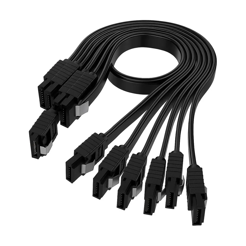 SATA III Cables 90° Right-Angle (6 pc, 50cm) — Back view