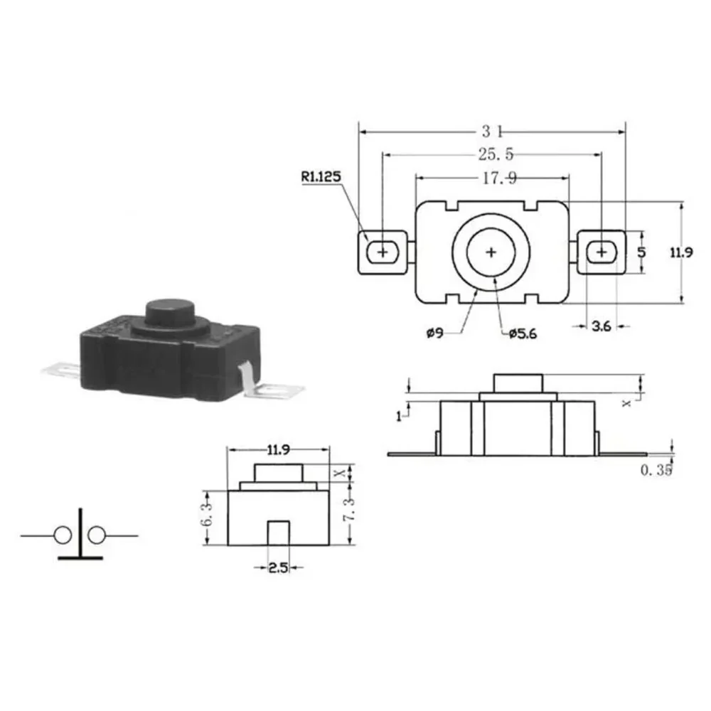 Self Locking Push Button Switch 2 Pin ON/OFF Tactile Switch – DC 30V 1.5A Mini Push Tact Switch — Power & Components — Detail / close-up