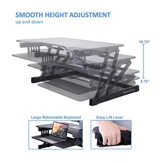 Standing Desk Converter (Adjustable) — Back view