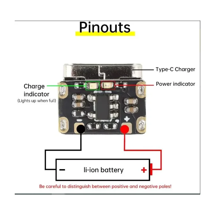 Super Mini 3.7V 4.2V Type-C USB Lithium Battery Charging Module with Protection — Power & Components — Detail / close-up
