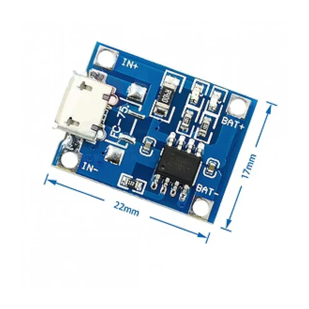 TP4056 1A Li-Ion Lithium Battery Charging Module with Micro USB 3.7V Charger Board — Power & Components — Back view