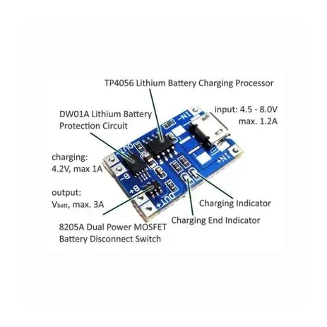 TP4056 (Micro USB with Current Protection) 1A Li-ion Battery Charging Module — Power & Components — Back view