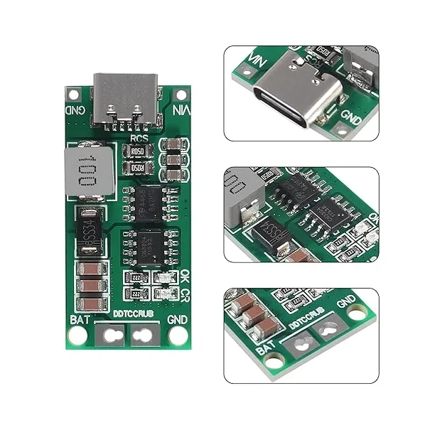 Type-C 3S 4A 18650 Lithium Battery Charger Module | USB-C Step-Up Boost Charging Board for Li-ion — Power & Components — Pinout diagram