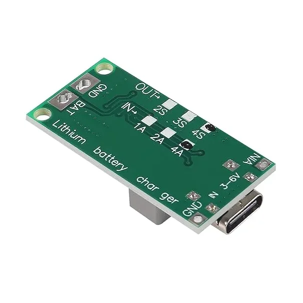 Type C BMS 2S 2A 18650 Lithium Battery Charger Board USB C Step-up Boost Module for Li-Po Polymer Power Bank — Power & Components — Back view