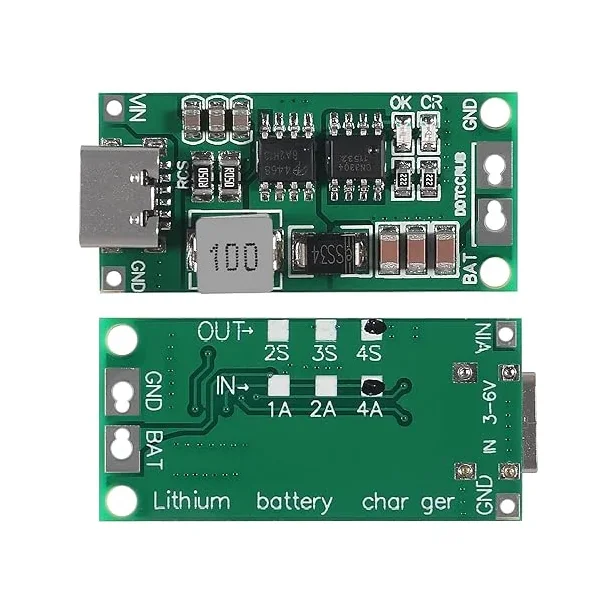 Type C BMS 4S  2A  18650 Lithium Battery Charger Board USB C Step-up Boost Module for Li-Po Polymer Power Bank — Power & Components