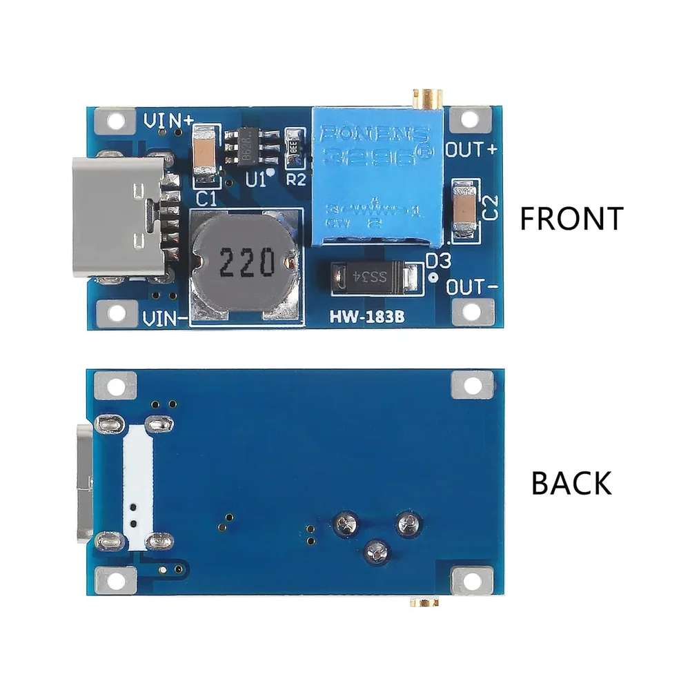 Type-C MT3608 Adjustable Dc to Dc Converter 2-24V to 5V-28V 2A — Power & Components — Detail / close-up