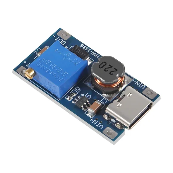 Type-C MT3608 Adjustable Dc to Dc Converter 2-24V to 5V-28V 2A — Power & Components — Pinout diagram