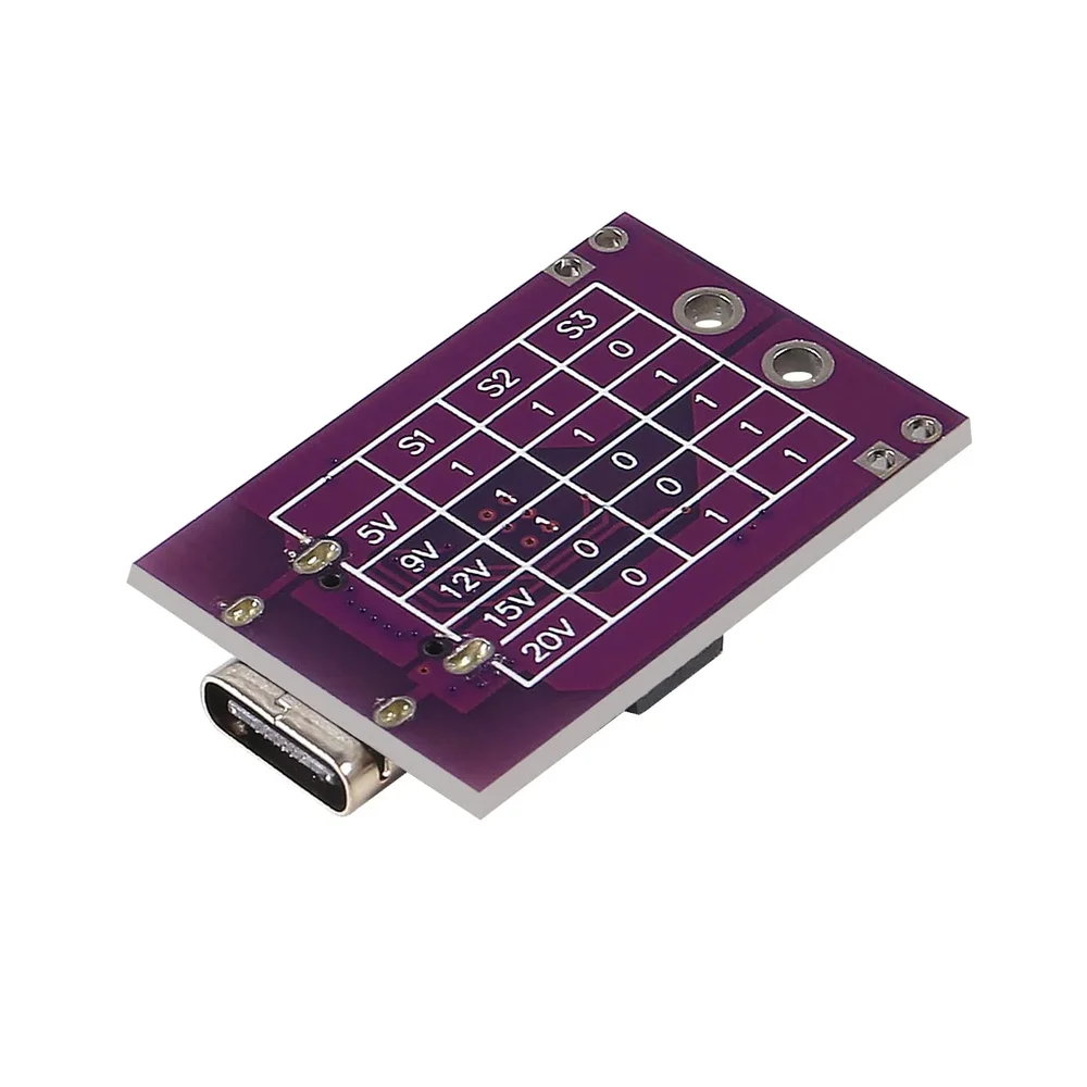 Type-C PD/QC/AFC Fast Charge Decoy Trigger Module – 5V/9V/12V/15V/20V Fixed Output — Power & Components — Back view