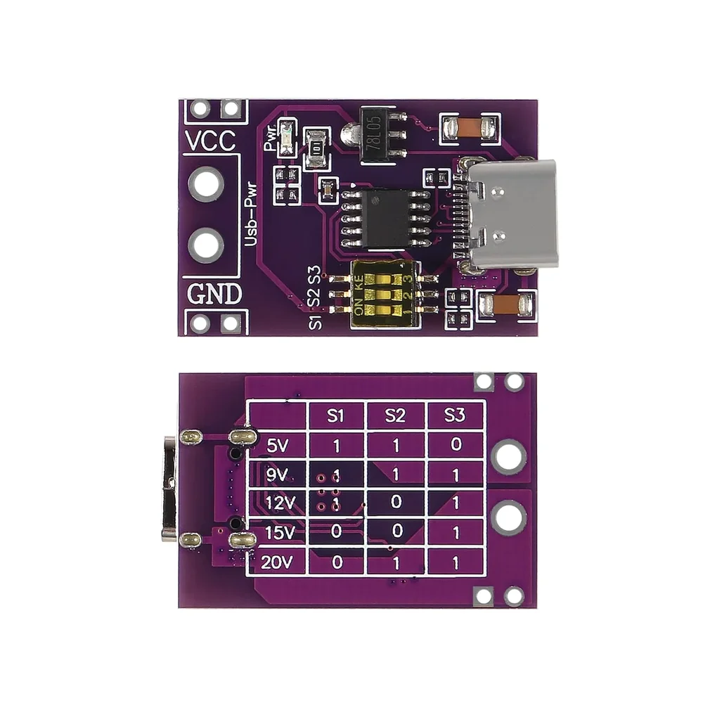 Type-C PD/QC/AFC Fast Charge Decoy Trigger Module – 5V/9V/12V/15V/20V Fixed Output — Power & Components — Pinout diagram