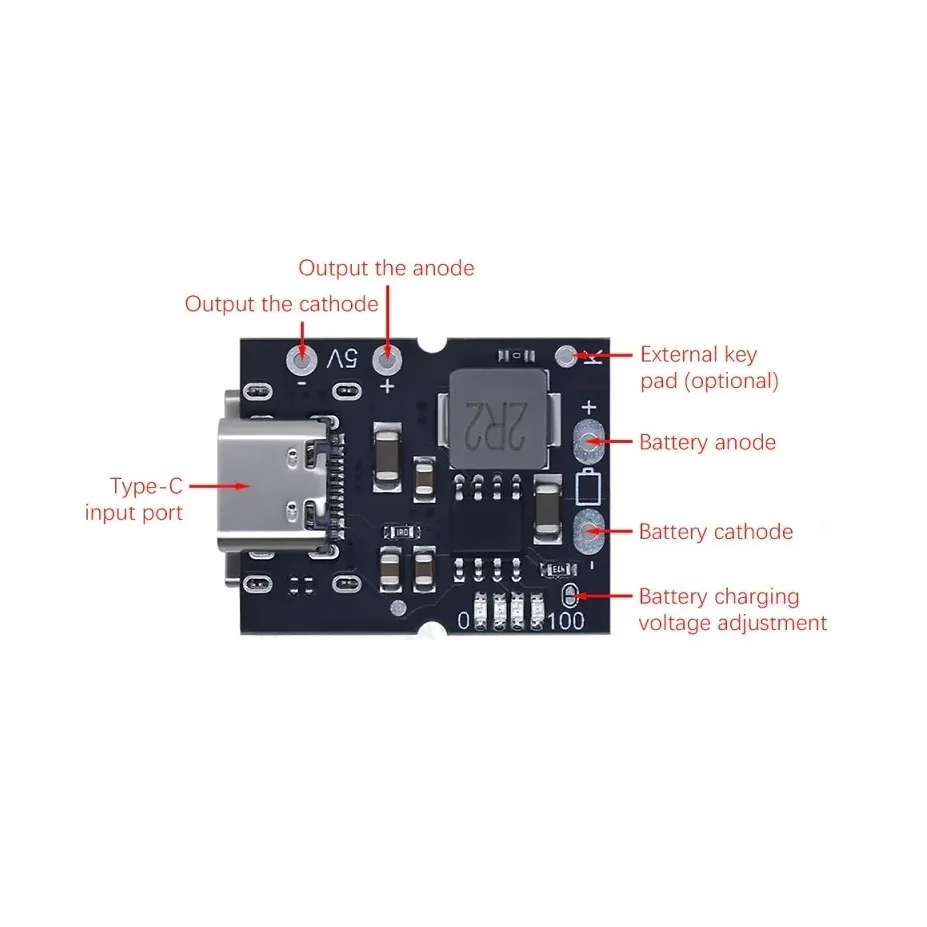 Type-C USB 5V 2A Step-Up Boost Converter with USB Charger — Power & Components — Back view