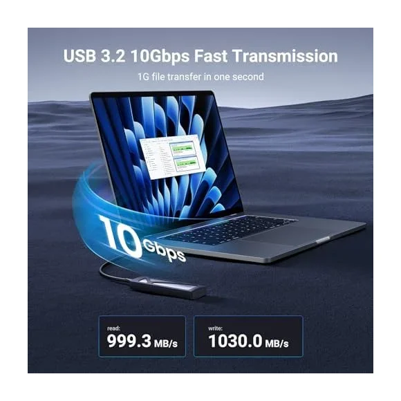 UGREEN NVMe to USB-C Enclosure (10 Gbps) — Detail / close-up