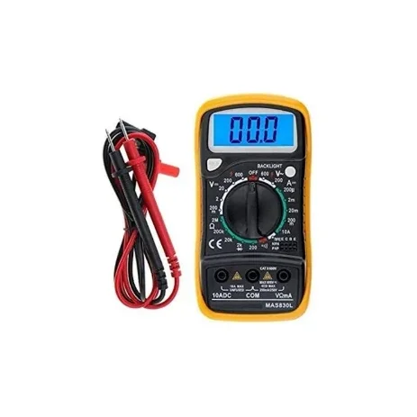 MAS830L Digital LCD Multimeter with Backlight | AC/DC Voltage Current Resistance Tester — Power & Components — Detail / close-up