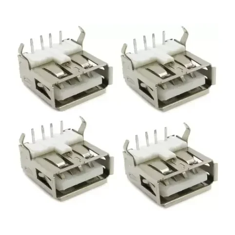 USB 2.0 Female A Type Standard Plug 4 Pin Connector for PCB Socket  (Silver) — Connectors & Wires