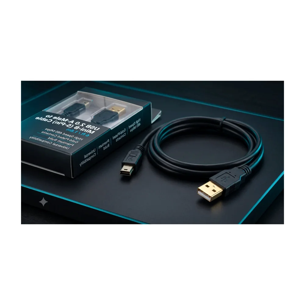 USB Cable (Type A to Mini-B 5-pin) — Back view