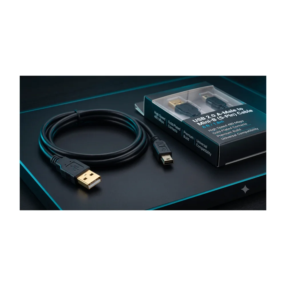 USB Cable (Type A to Mini-B 5-pin) — Connectors & Wires